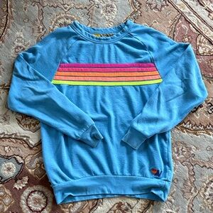 Girls' Light Blue Rainbow Stripe Sweatshirt - Aviator Nation